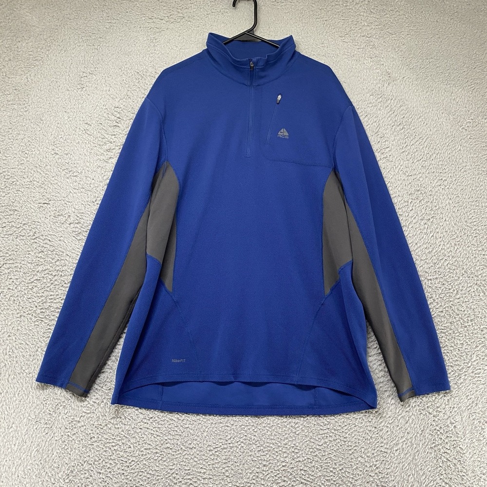 Nike ACG Pullover Mens 2XL Blue 1/4 Zip Hiking Performance Shirt Y2K NikeFIT Dry